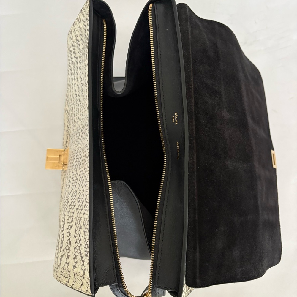 Céline Vintage Python Leather Structured Top Hand… - image 3